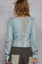 POL Lace Patchwork Long Sleeve T-Shirt - LoveNest Treasures
