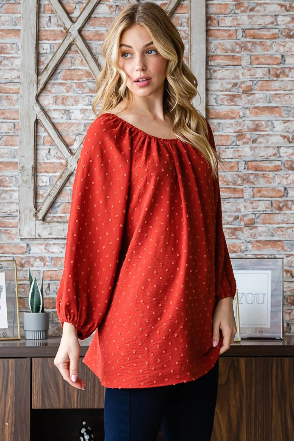 Heimish Full Size Swiss Dot Off Shoulder Top - LoveNest Treasures