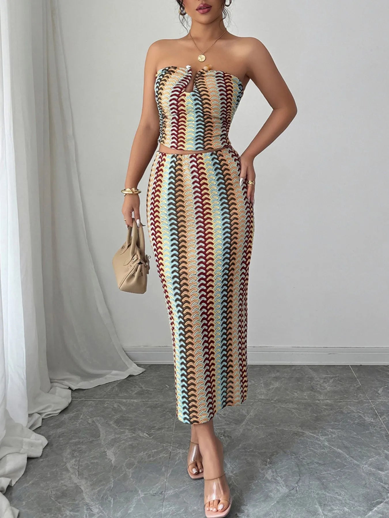 Printed Tube Top and Skirt Set - LoveNest Treasures