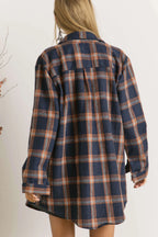 ADORA Full Size Button Down Flannel Shirt Plus Size - LoveNest Treasures