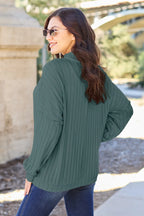 Basic Bae Full Size Ribbed Exposed Seam Mock Neck Knit Top - LoveNest Treasures