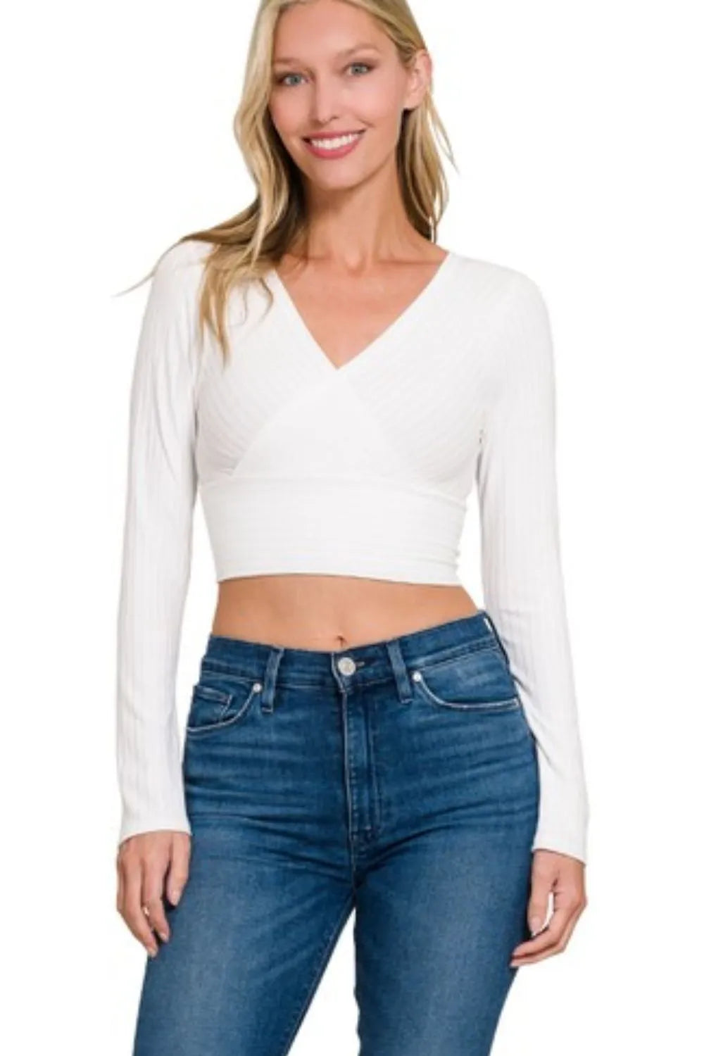Zenana Ribbed Surplus Waist Band Long Sleeve Top - LoveNest Treasures