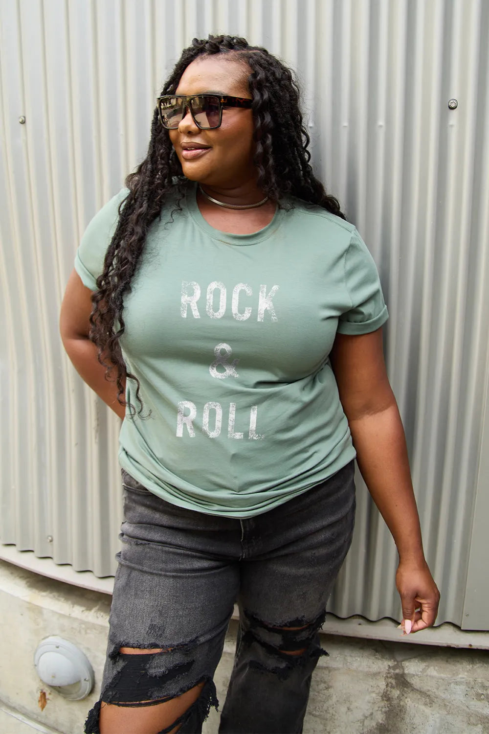Simply Love Full Size ROCK & ROLL Short Sleeve T-Shirt - LoveNest Treasures
