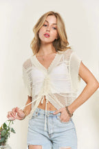 ADORA Drawstring Detail Crochet Top - LoveNest Treasures
