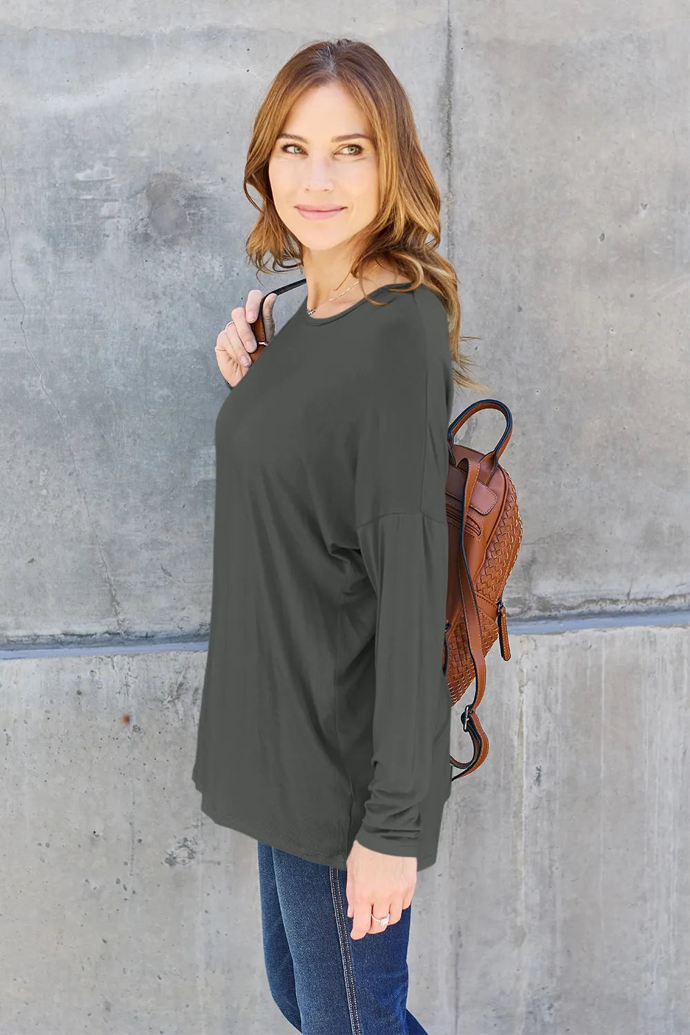 Basic Bae Full Size Round Neck Dropped Shoulder T-Shirt - LoveNest Treasures
