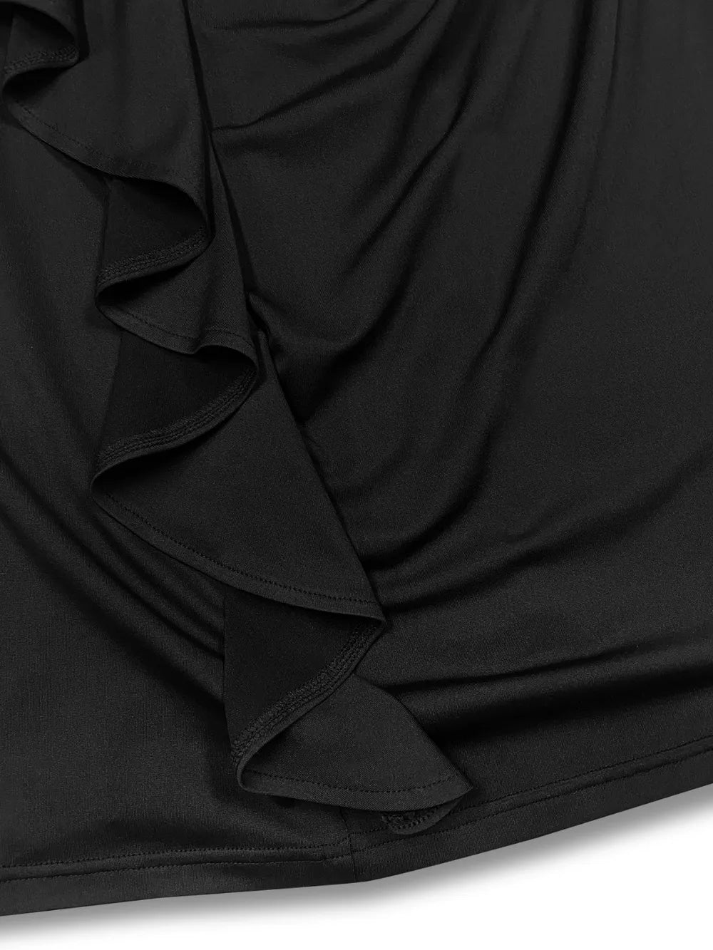 Plus Size Ruffle Trim Round Neck Long Sleeve Dress - LoveNest Treasures