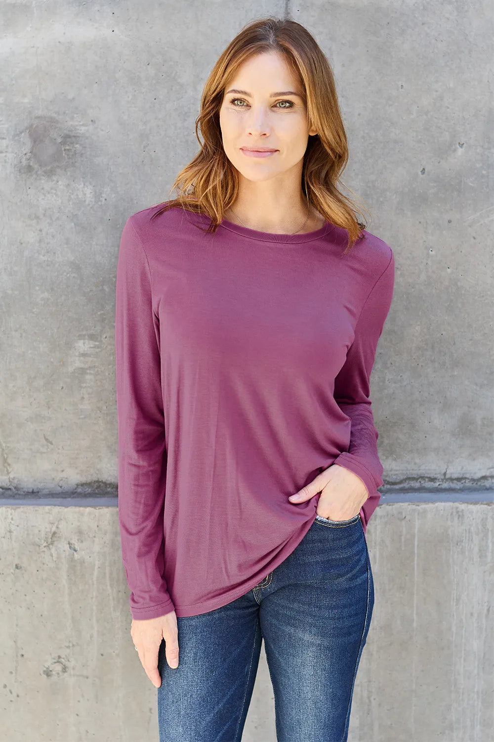 Basic Bae Full Size Round Neck Long Sleeve Top - LoveNest Treasures