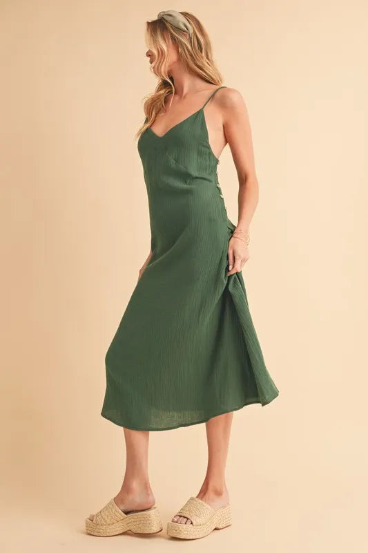 Aemi+Co Side Button Midi Cami Dress - LoveNest Treasures