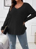 Plus Size V-Neck Long Sleeve T-Shirt - LoveNest Treasures