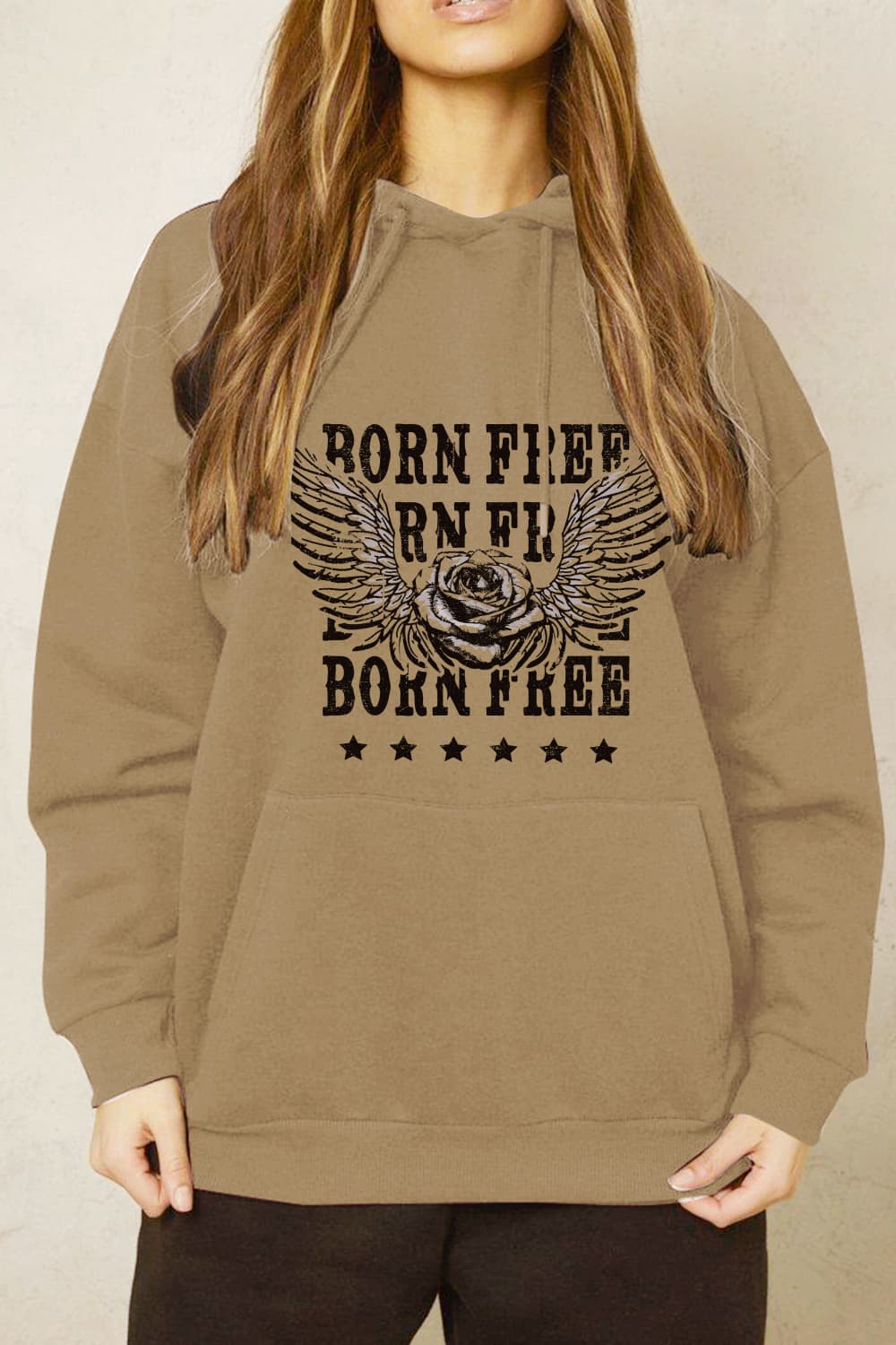 Simply Love Simply Love Full Size BORN FREE Graphic Hoodie - LoveNest Treasures