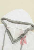 Drawstring Flower Hooded Knit Top - LoveNest Treasures