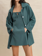 Tie Shoulder Mini Dress and Long Sleeve Top Set - LoveNest Treasures