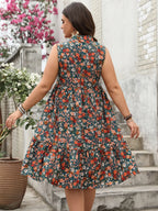 Plus Size Floral Notched Sleeveless Dress - LoveNest Treasures