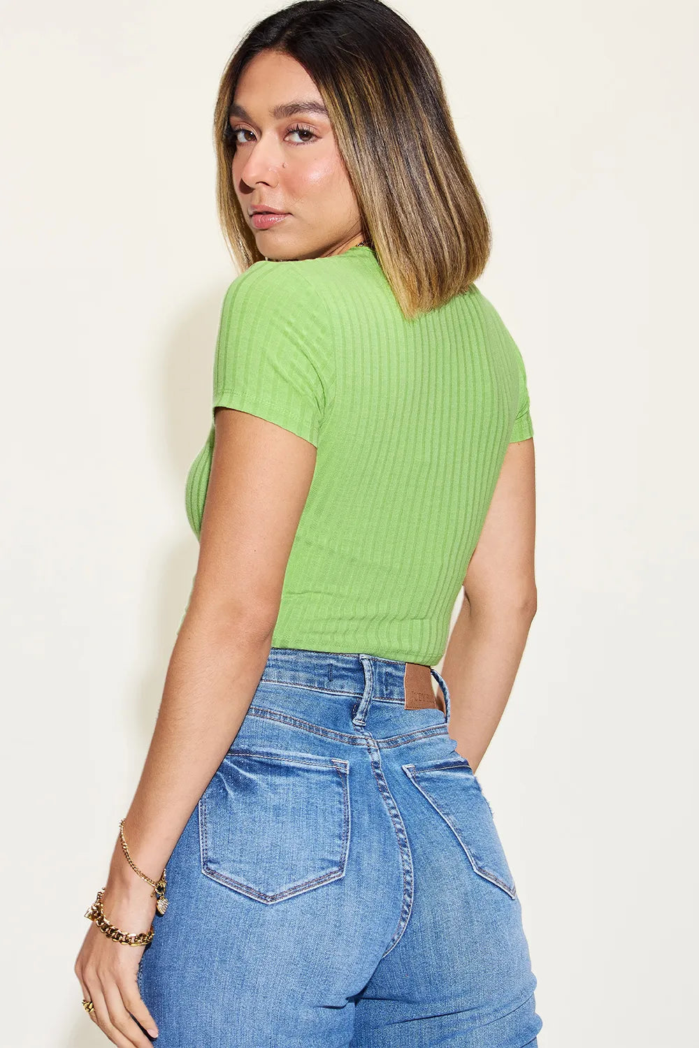 Basic Bae Full Size Ribbed Round Neck Short Sleeve T-Shirt - LoveNest Treasures