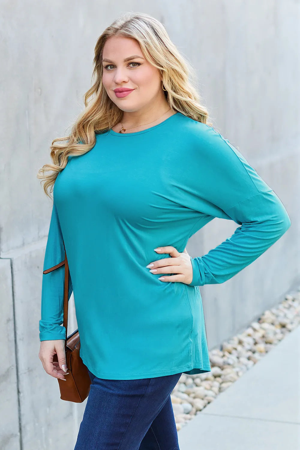 Basic Bae Full Size Round Neck Dropped Shoulder T-Shirt - LoveNest Treasures