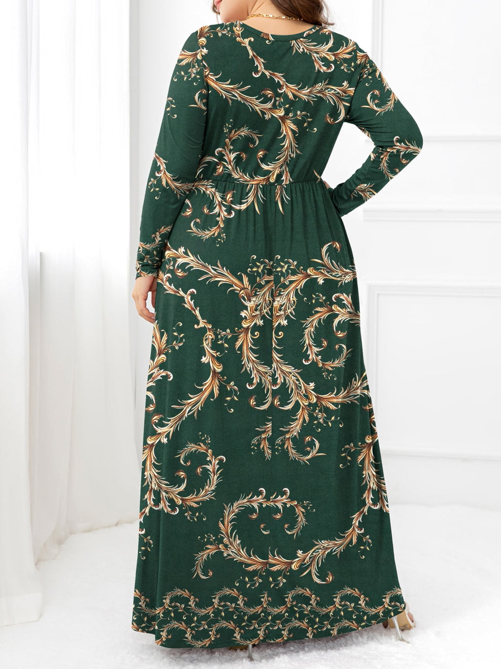 Plus Size Round Neck Maxi Dress with Pockets - LoveNest Treasures