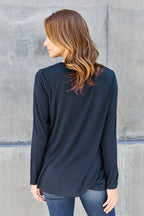 Basic Bae Full Size V-Neck Long Sleeve Top - LoveNest Treasures