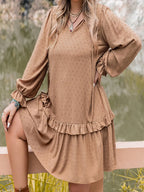 Plus Size Dot Flounce Sleeve Mini Dress - LoveNest Treasures