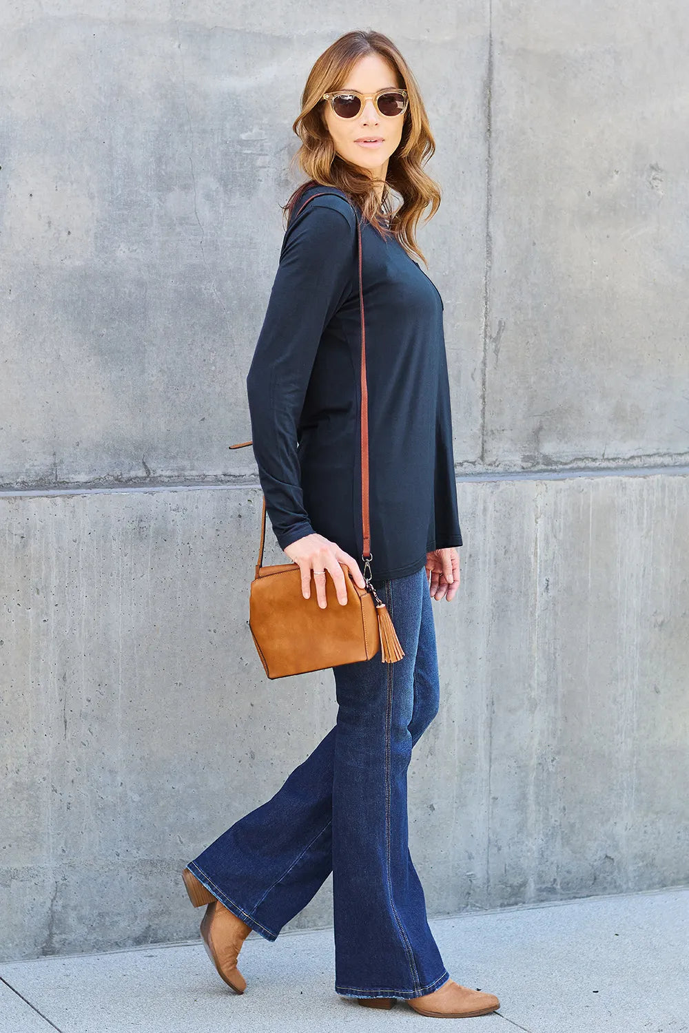 Basic Bae Full Size Round Neck Long Sleeve Top - LoveNest Treasures