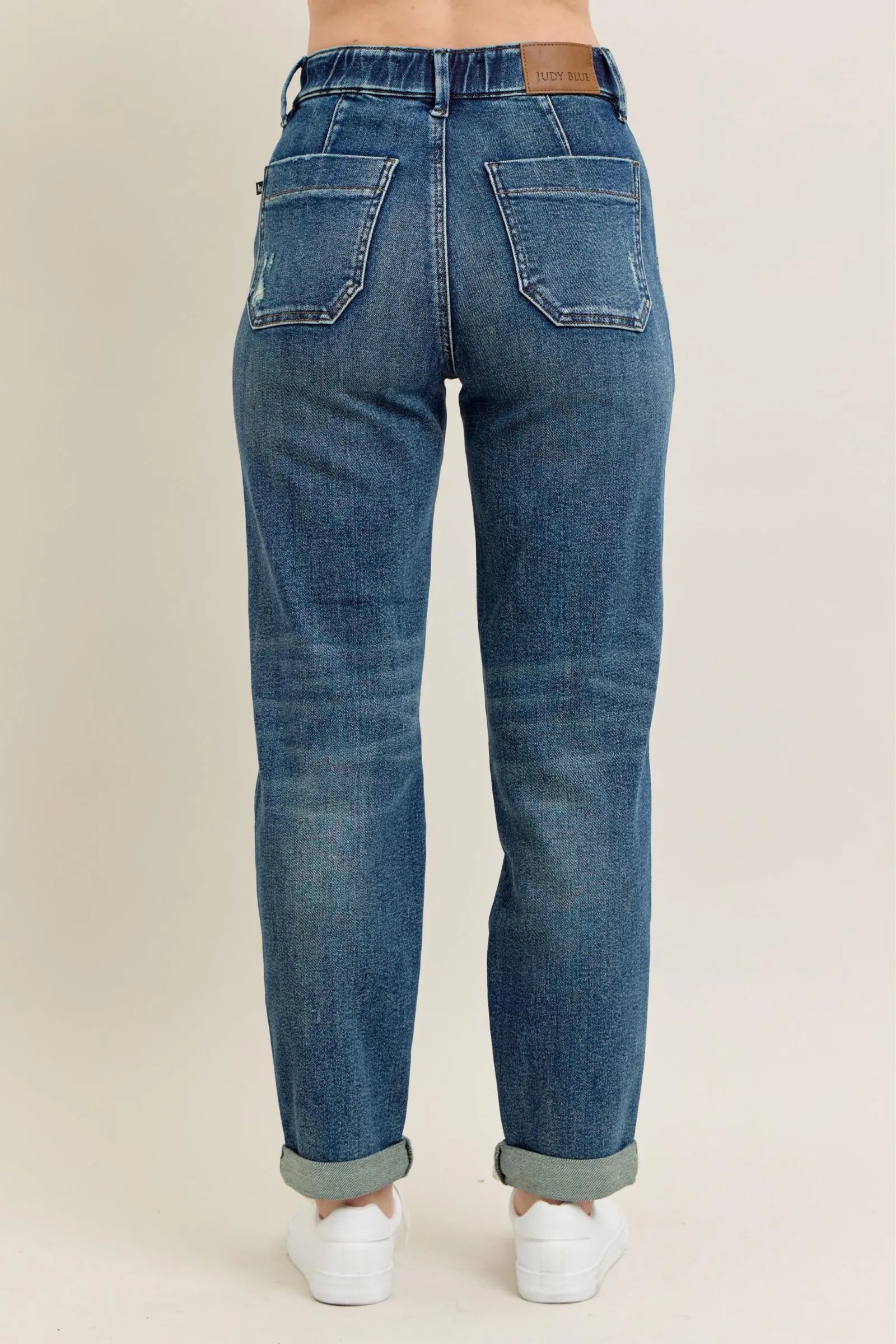 Judy Blue Full Size HW Vintage Wash Jeans w/ Drawstring Plus Size - LoveNest Treasures