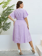 Honey Plus Size Printed Smocked Waist Surplice Dress - LoveNest Treasures