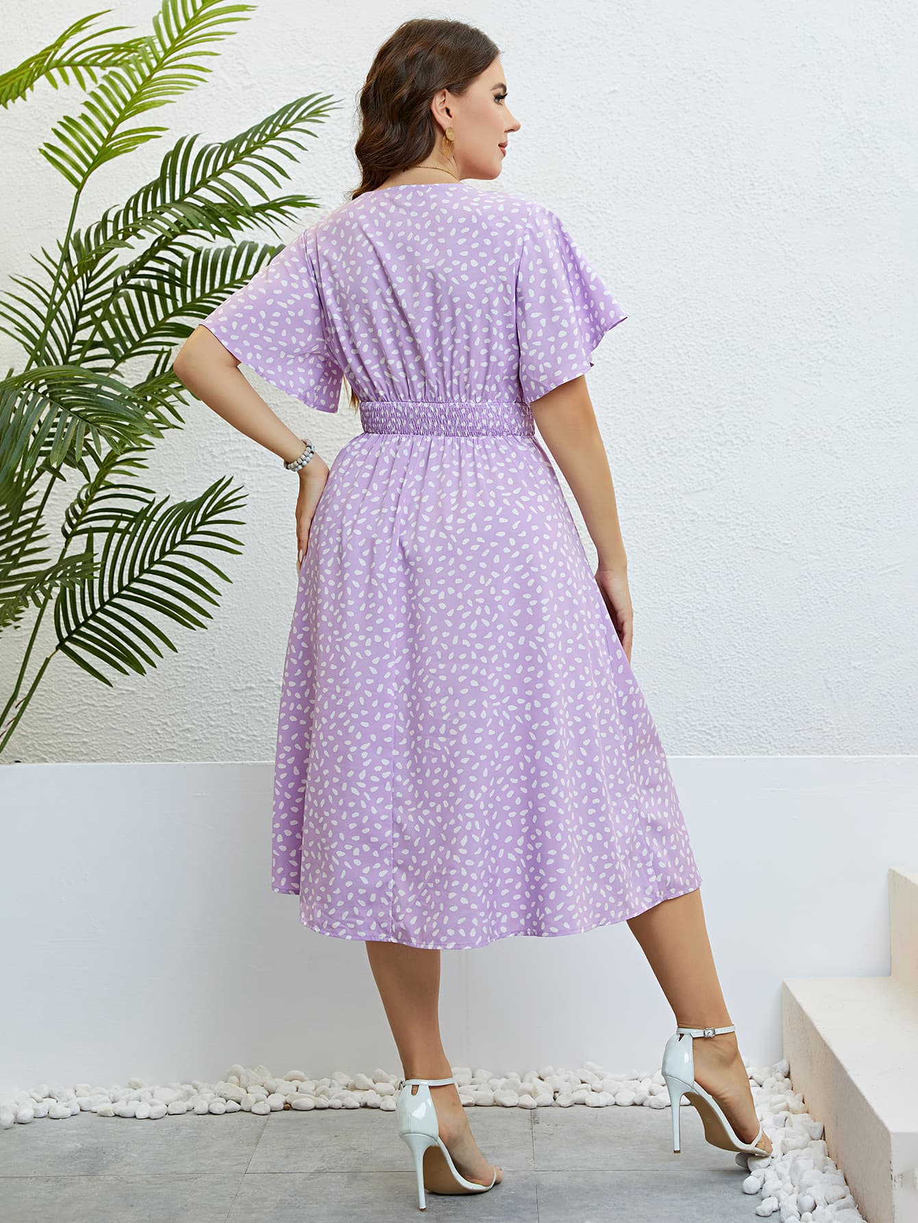 Honey Plus Size Printed Smocked Waist Surplice Dress - LoveNest Treasures