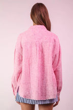 VERY J Full Size Mineral Washed Gauze Shirt Top Plus Size - LoveNest Treasures