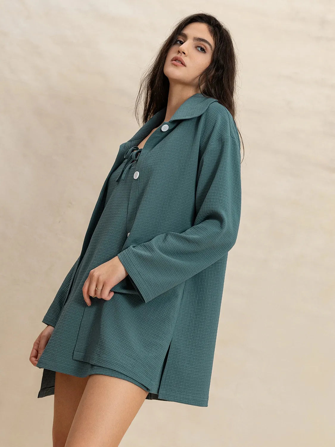Tie Shoulder Mini Dress and Long Sleeve Top Set - LoveNest Treasures