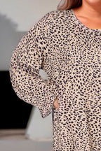Plus Size Leopard Print Long Sleeve Mini Dress - LoveNest Treasures