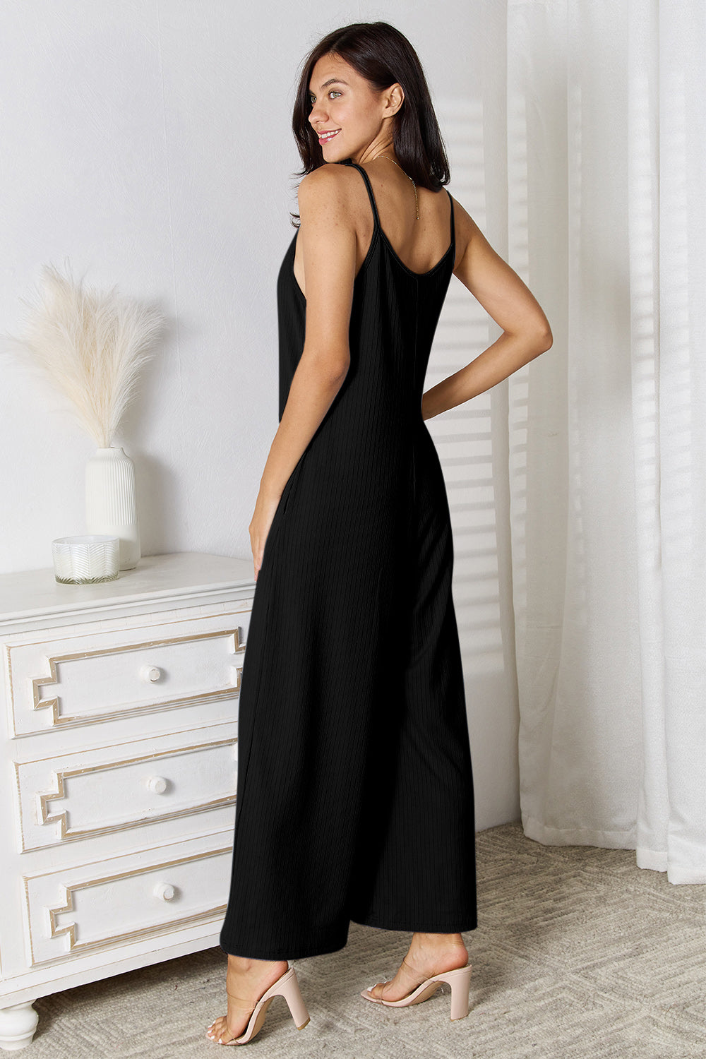 Basic Bae Full Size Spaghetti Strap V-Neck Jumpsuit - LoveNest Treasures