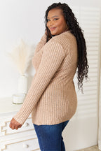 Double Take Notched Neck Ribbed Long Sleeve T-Shirt - LoveNest Treasures
