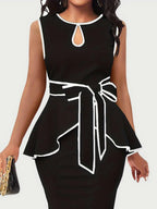 Plus Size Cutout Contrast Sleeveless Dress - LoveNest Treasures