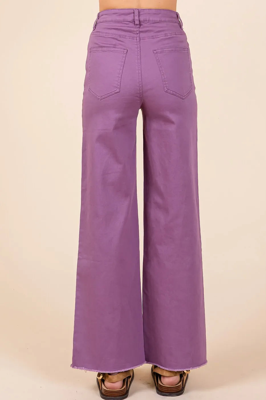 Mittoshop Twill High Waisted Button Fly Wide Leg Pants - LoveNest Treasures