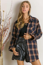 ADORA Full Size Button Down Flannel Shirt Plus Size - LoveNest Treasures