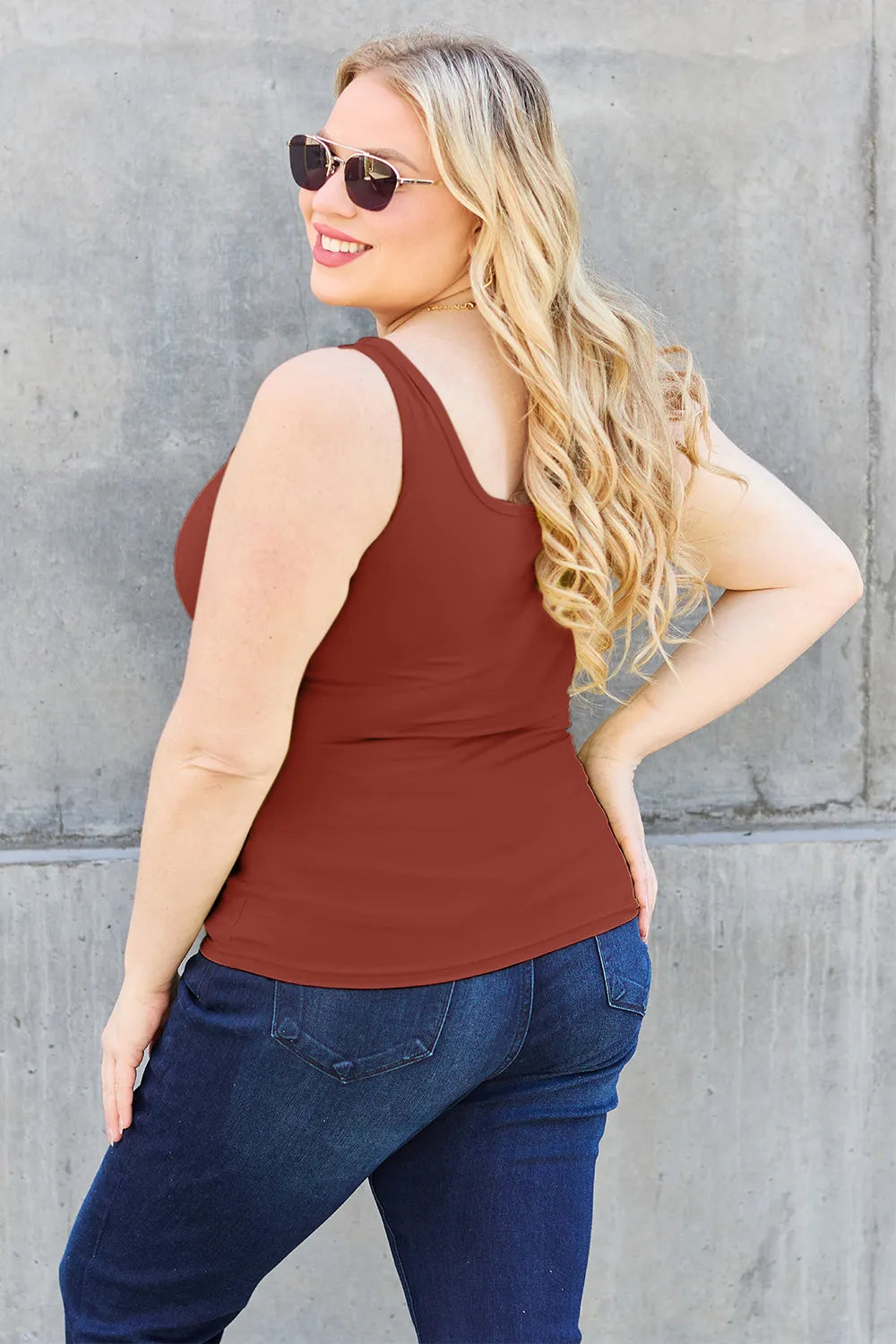 Basic Bae Full Size Square Neck Wide Strap Tank - LoveNest Treasures