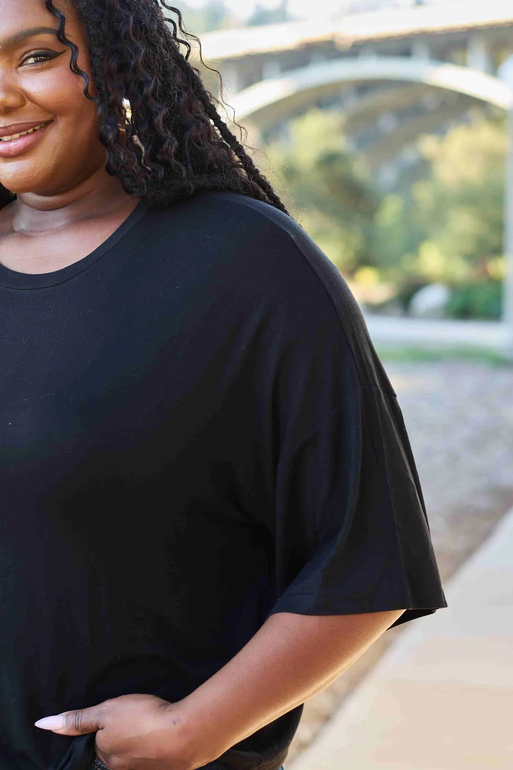 Basic Bae Full Size Round Neck Drop Shoulder T-Shirt - LoveNest Treasures