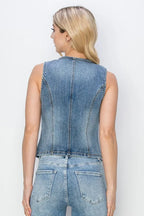 RISEN Full Size V-Neck Button Down Vest Plus Size - LoveNest Treasures