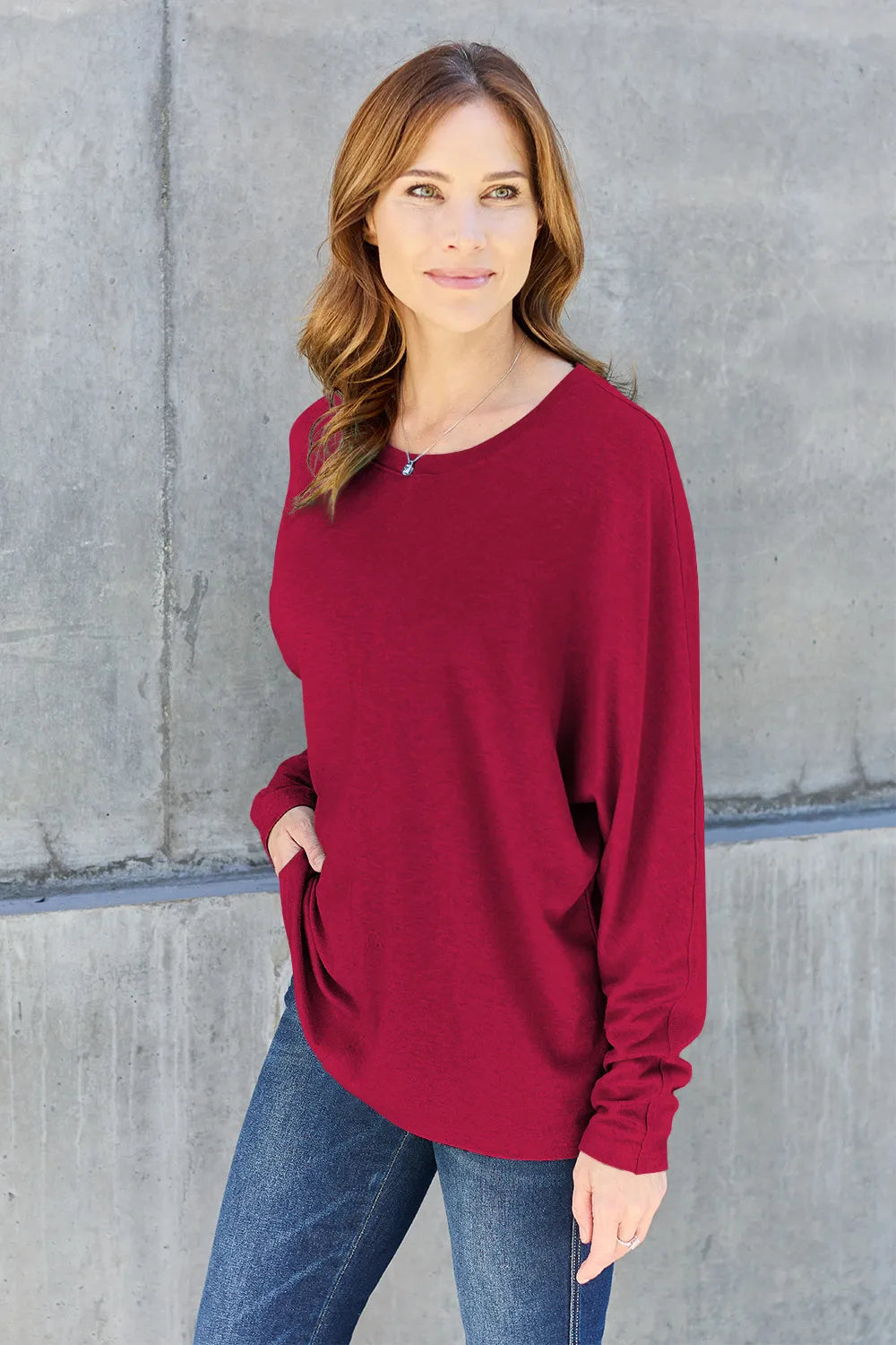 Double Take Full Size Round Neck Long Sleeve T-Shirt - LoveNest Treasures