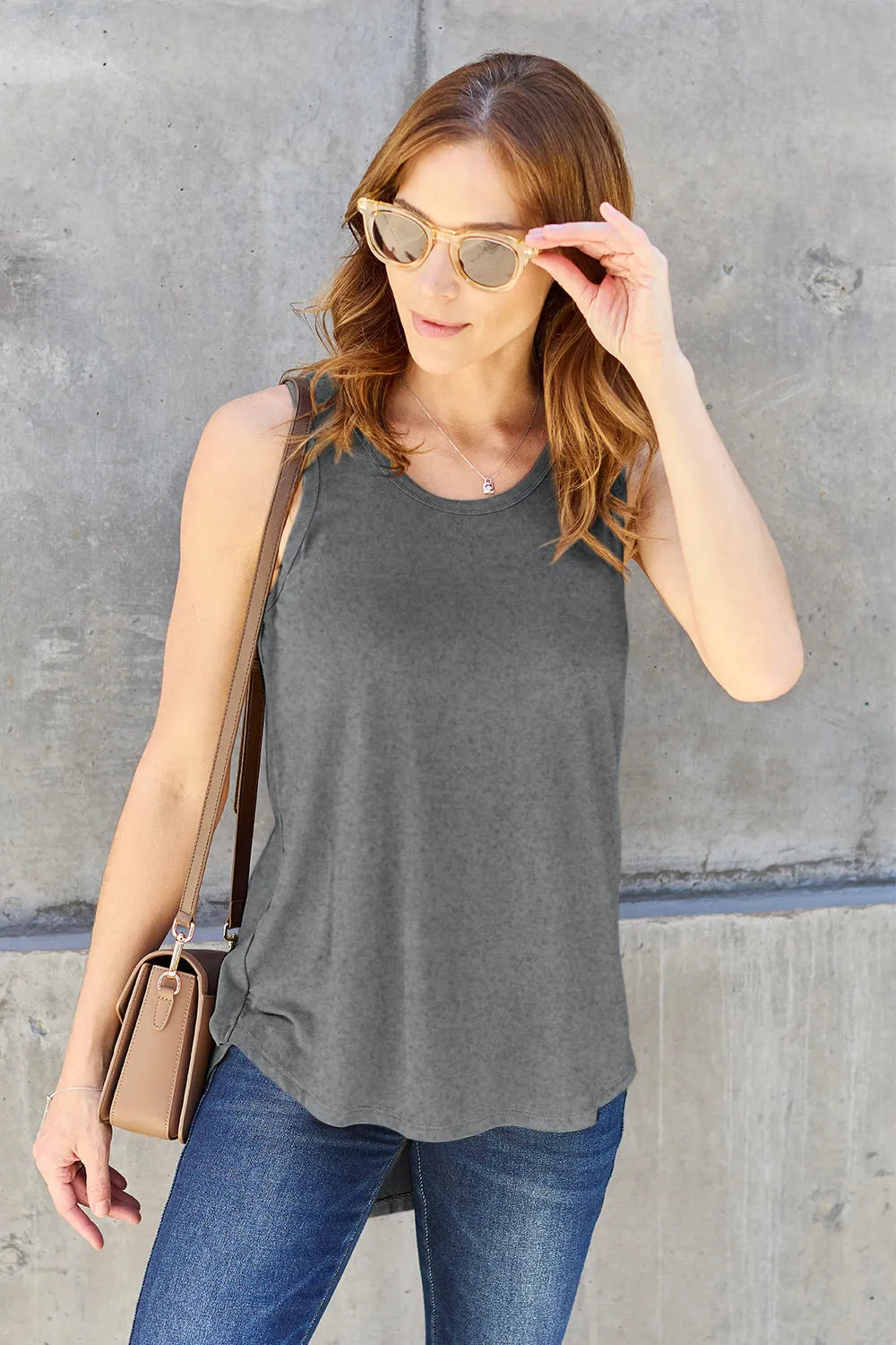 Basic Bae Full Size Round Neck Curved Hem Tank - LoveNest Treasures