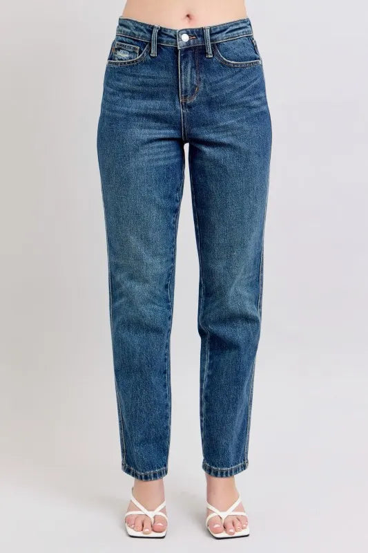 Judy Blue Full Size High Waisted Rigid Magic Non-destroy Straight Leg Jeans Plus Size - LoveNest Treasures