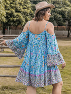 Plus Size Printed Long Sleeve Mini Dress - LoveNest Treasures