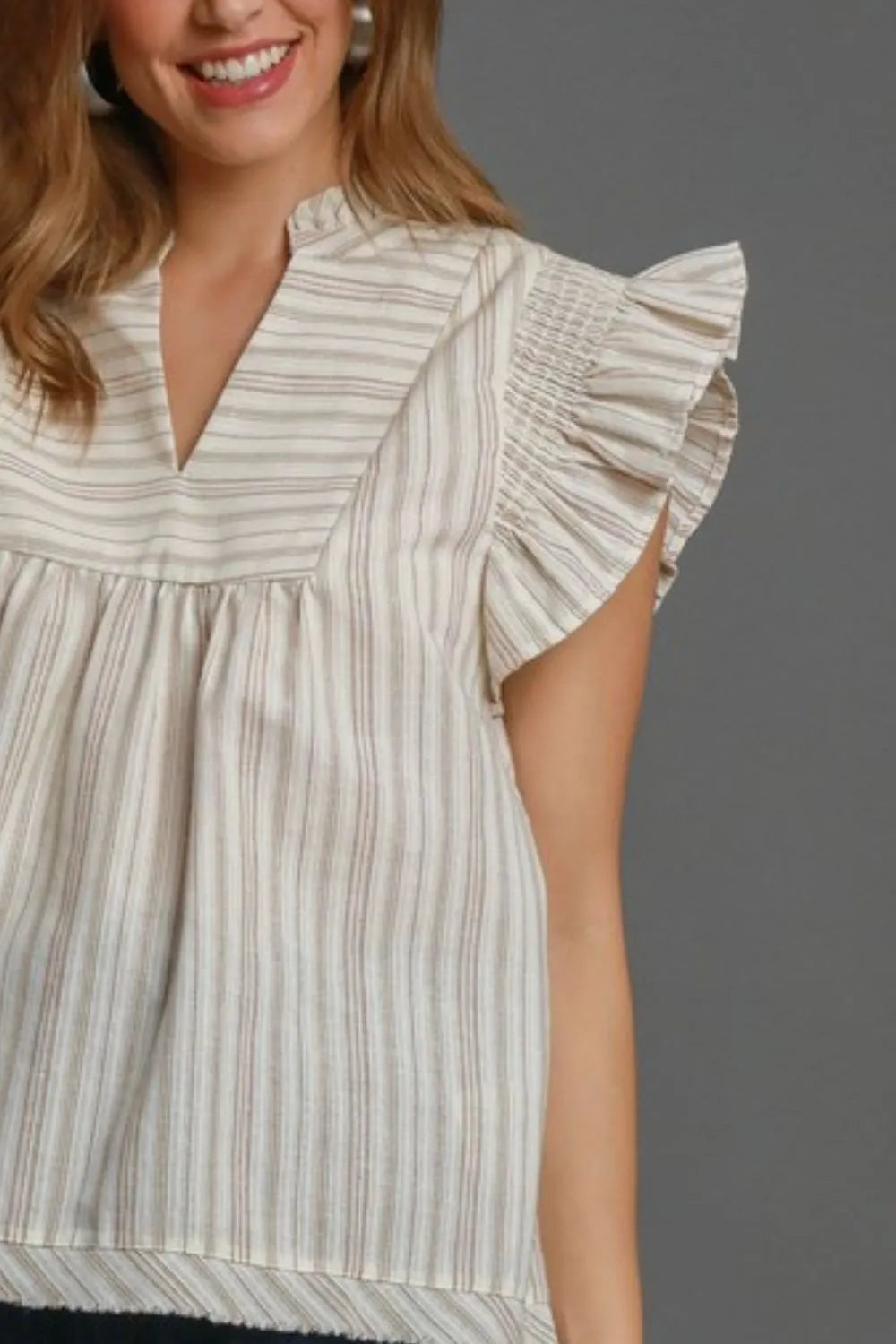Umgee Full Size Striped Babydoll Top Plus Size - LoveNest Treasures