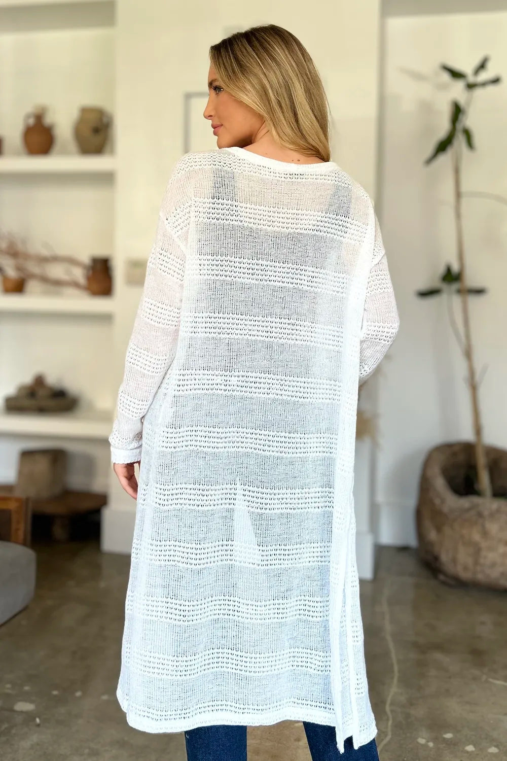 Double Take Full Size Open Front Longline Cardigan - LoveNest Treasures