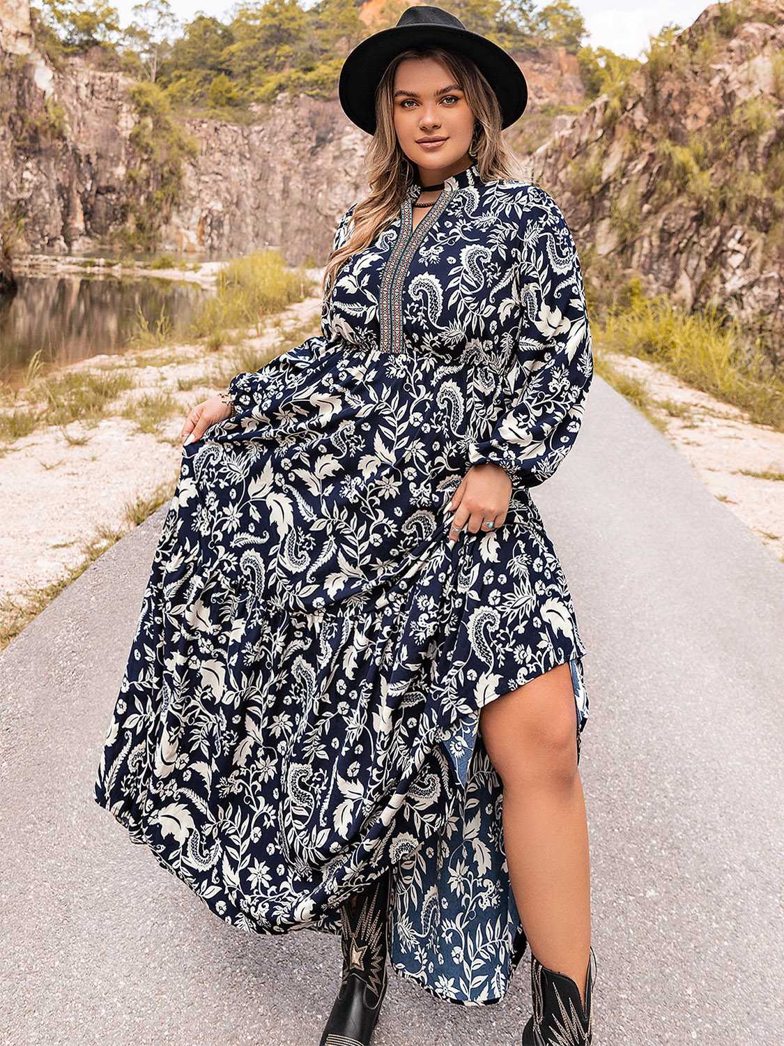 Plus Size Long Sleeve Maxi Dress - LoveNest Treasures