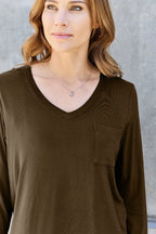 Basic Bae Full Size V-Neck Long Sleeve Top - LoveNest Treasures