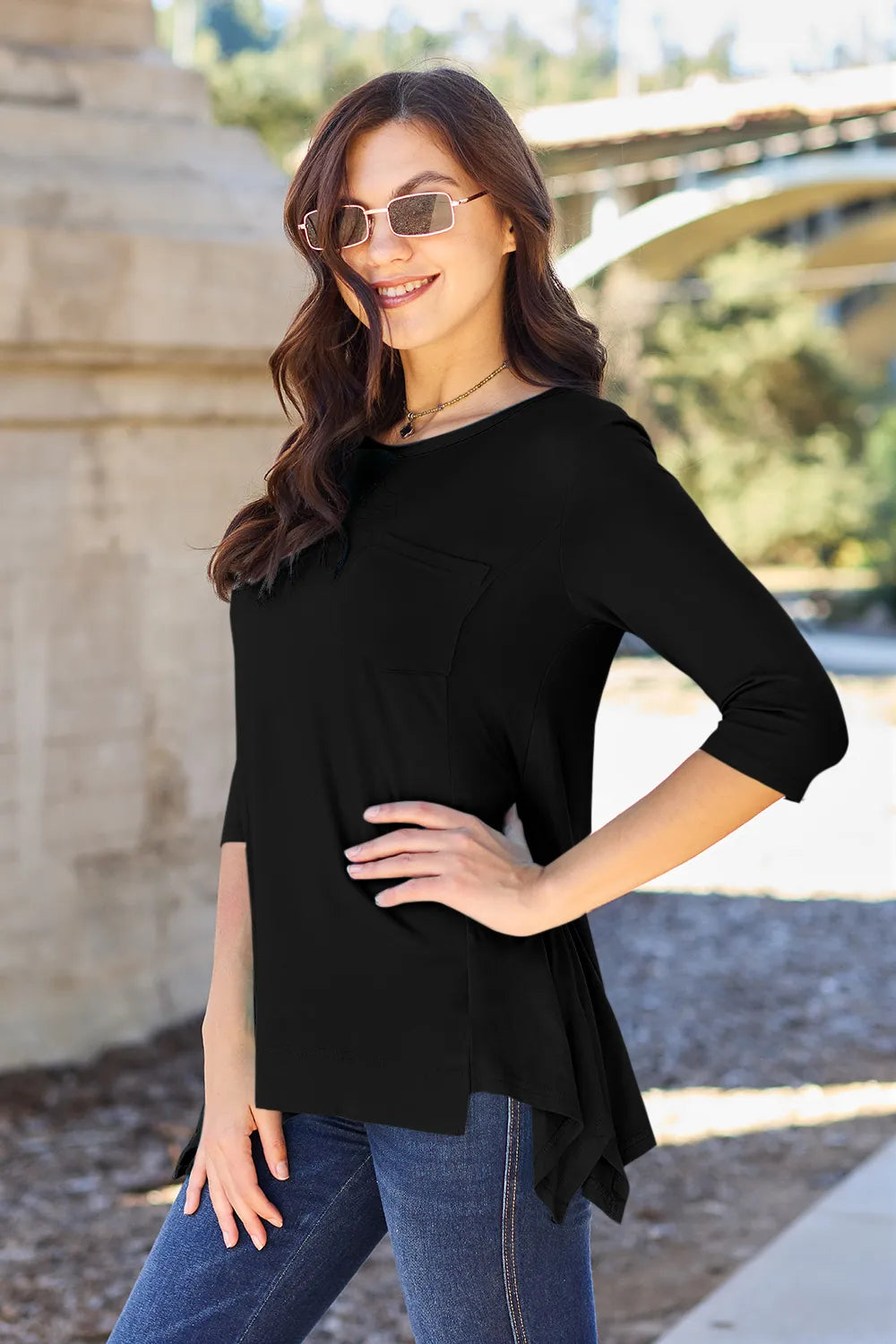 Basic Bae Full Size Round Neck Pocketed T-Shirt - LoveNest Treasures