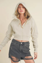 Aemi + Co Zip Up Raglan Sleeve Cropped Hoodie - LoveNest Treasures