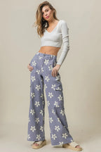 BiBi Flower Printed Side Pocket Wide Pants - LoveNest Treasures