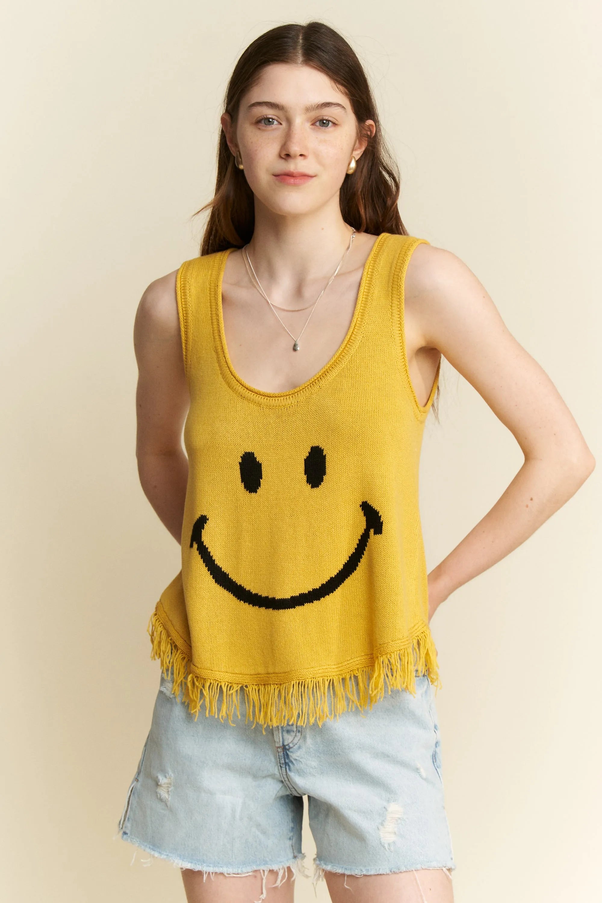 Jade By Jane Full Size Smiley Fringe Tank Top Plus Size - LoveNest Treasures