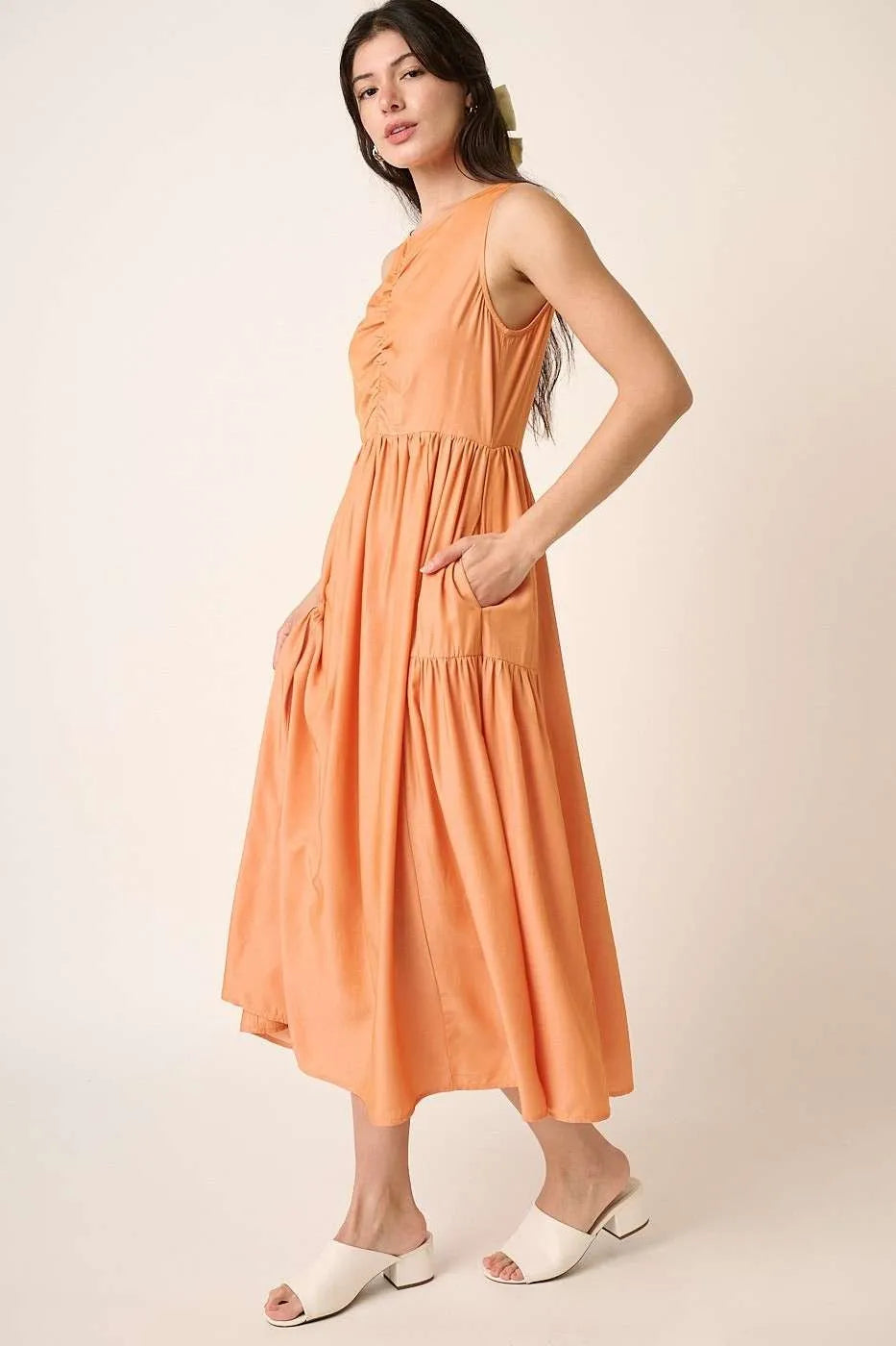 Mittoshop Ruched Detail Sleeveless Midi Dress - LoveNest Treasures